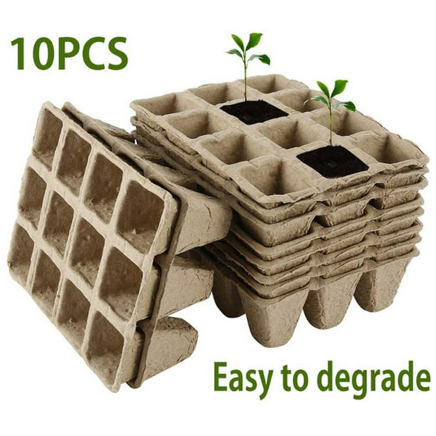10-Pack Seed Starter Kit，72 Cell Seedling Trays Gardening Germination Plastic Plant Growing Trays Nursery Pots Mini Propagator Plant Grow Kit Plug Tray Starting Trays for Seedling Germination 